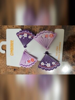 Gymboree Purple and Lavender Cherry Blossom Fan Hair Clips - Set of 4 NWT